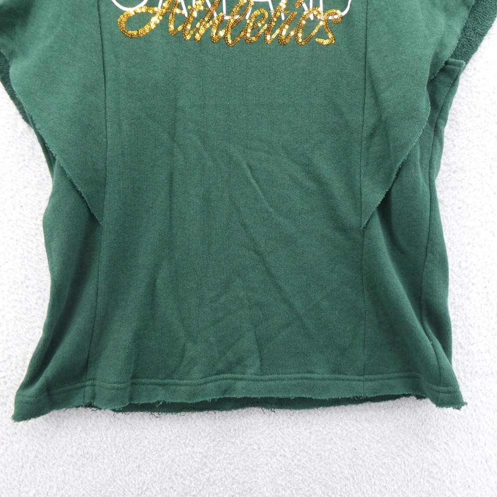 G-III 4Her Oakland Athletics Shirt Womens Medium Green Sequin Flutter Sleeve MLB - Picture 2 of 10